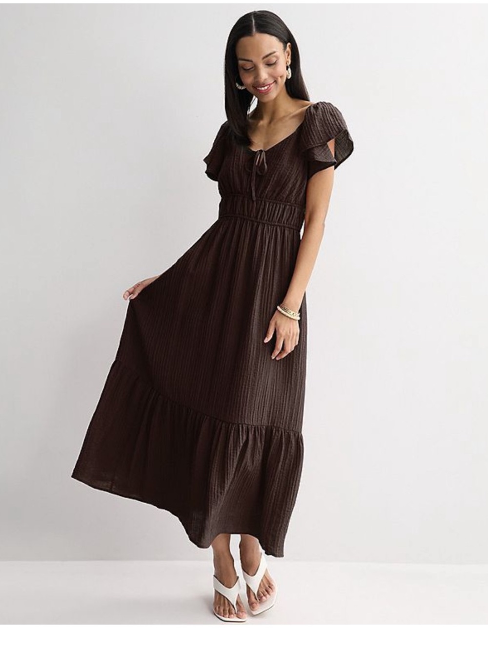 Nine West Flutter Sleeve maxi dress